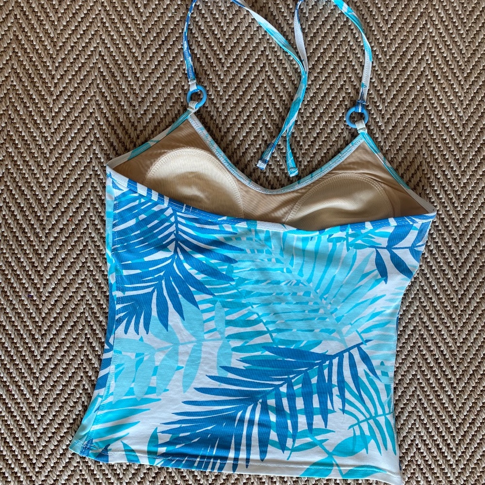 Bari tankini bathing suit top blue white floral M - Picture 14 of 14